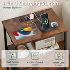 Somdot Tall Nightstand with Charging Station and LED Light - Image 5