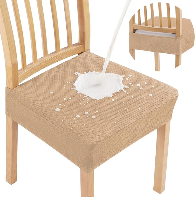 Smiry Waterproof Seat Covers for Dining Room Chairs Set of 8, Stretch Jacquard by Smiry