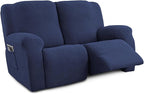 Recliner Loveseat Covers, 4-Piece Stretch Geometric Strokes Jacquard Reclining by Unknown