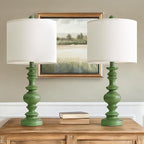 BOBOMOMO 24" Farmhouse Table Lamps Set of 2 – Sage Green Bedside Lamps - Image 8