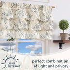 jinchan Ruffled Valance Curtain Linen Floral Kitchen Valance 18 Inch Shabby - Image 7