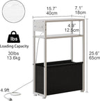 Leomonio White Side Table with Charging Station, Slim End Tables with Fabric - Image 2