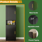 Ckzbx Tall Narrow Storage Cabinet 66.93" H Tall Bathroom Cabinet Metal Pantry - Image 4