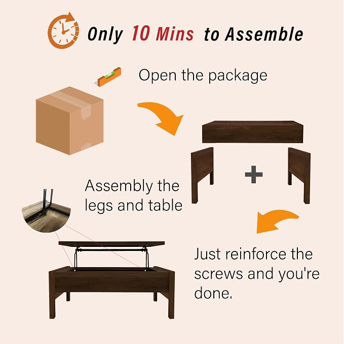 Lift Top Coffee Table with Hidden Compartment, Storage Coffee Table with Lift - Image 5