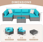 JAMFLY 7-Piece Outdoor Patio Furniture Set, Modular PE Rattan Sectional Sofa - Image 2