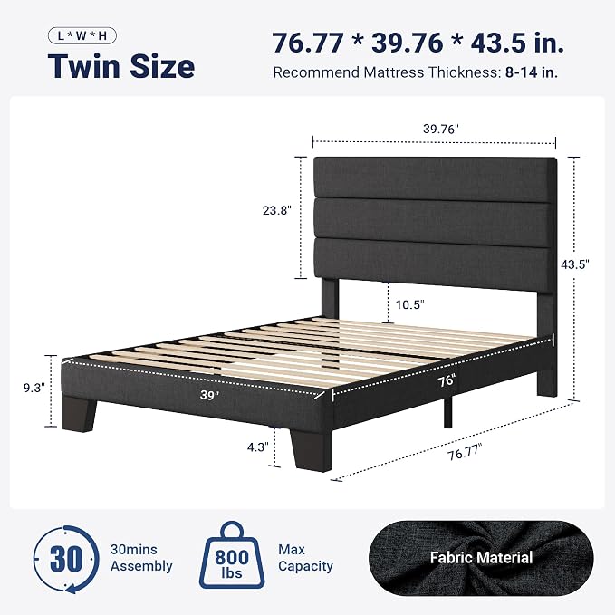 Allewie Twin Size Platform Bed Frame - Image 2