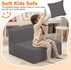 MeMoreCool Kids Folding Sofa Chair – Corduroy Floor Futon, Tri-Fold Mattress - Image 2