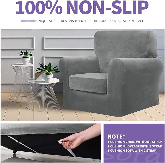 ZNSAYOTX Oversized Velvet 3 Piece Couch Cover - Image 5