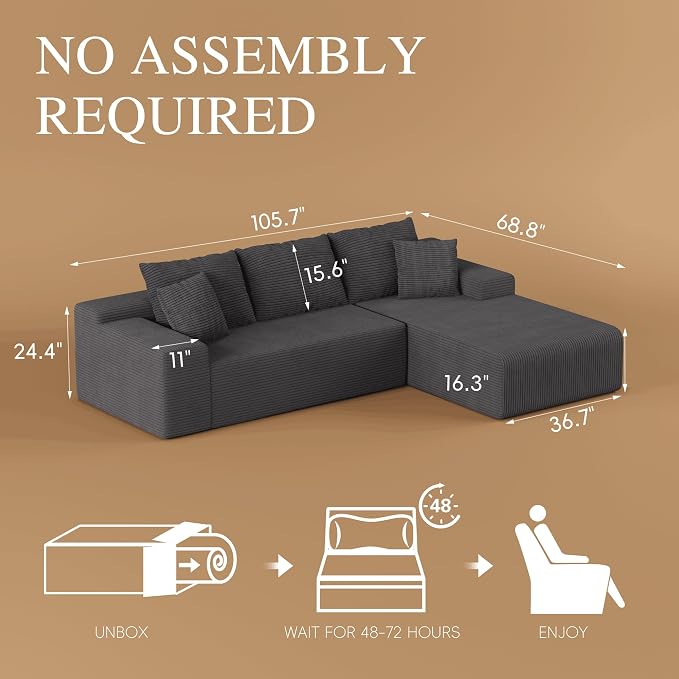 105" Convertible Sectional Couch - Image 2