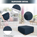 NeColorLife Rectangle Ottoman Cover Jacquard Fabric Ottoman Slipcover Thick - Image 2