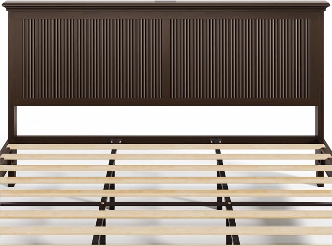 Lifezone King Bed Frame with Headboard, Solid Wood Bed Frame King Size with - Image 12