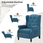Wingback Recliner Chair with Massage and Heat, Tufted Fabric Push Back Recliner - Image 4