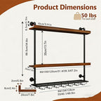 Wall Mounted Wine Rack with LED Lights, 4-Tier Industrial Wood Floating Shelves - Image 2