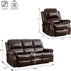 EBELLO Faux Leather Power Living Room Furniture Set, Included 2 Reclining 1 - Image 2
