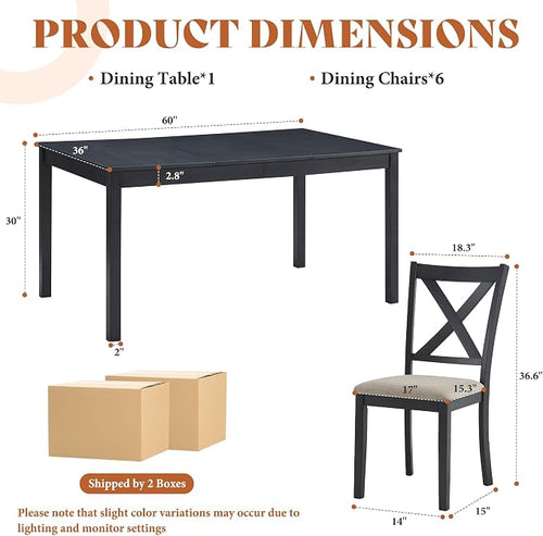 AMERLIFE 7-Piece Farmhouse Dining Table Set - Image 2