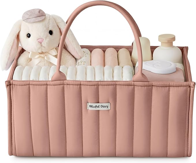 Blissful Diary Baby Diaper Caddy Organizer, Stylish Storage Basket by BlissfulDiary