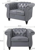 LEVNARY Leather Upholstered Armchair, Mid-Century Modern Single Sofa Chair - Image 2