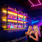 Wall Mounted Wine Rack with LED Lights, 3-Tier Industrial Wood Floating Shelves - Image 3