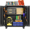 SUXXAN Storage Cabinet with Wheels and Pegboard, Rolling Garage Storage Cabinet by SUXXANFurniture