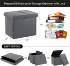 DocSafe Storage Ottoman with Lock, Fireproof Folding Ottoman Foot Rest Stool - Image 3