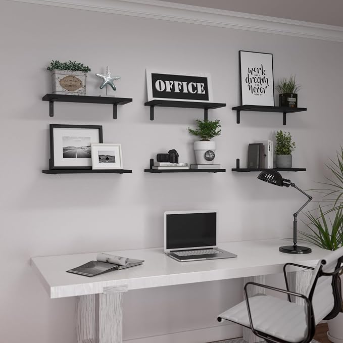 WOPITUES Wood Floating Shelves Set of 6, Shelves - Image 7