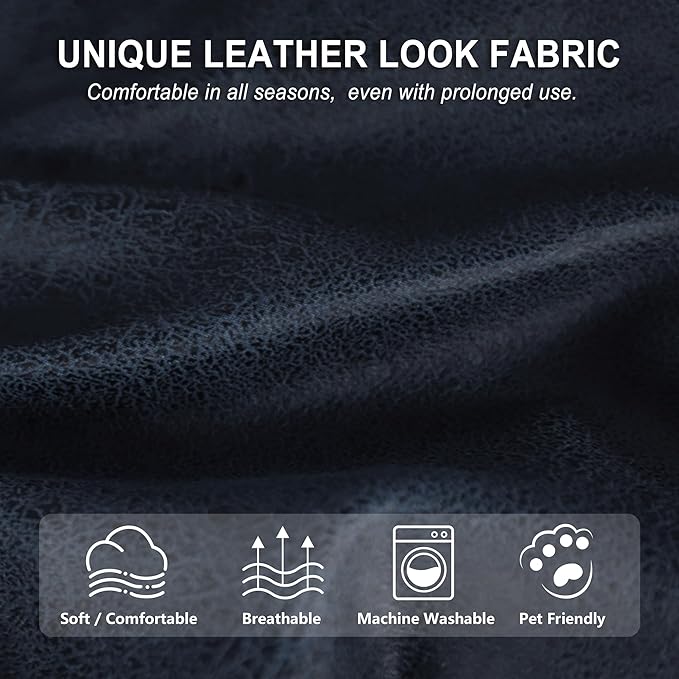ANARACHON Leather Look Loveseat Recliner Cover, 6-Pieces Stretch Dual Recliner - Image 4