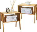 Pipishell Nightstands Set of 2, Bamboo Stackable Bedside Table, Night Stands by Pipishell
