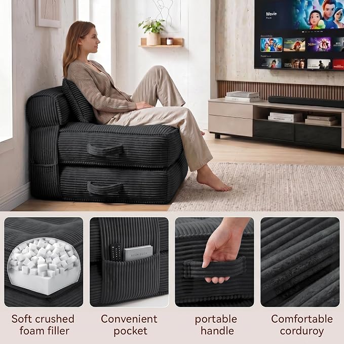 Folding Sofa Bed, Convertible Sleeper Chair - Image 4