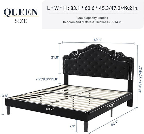 Allewie Queen Velvet Bed Frame - Image 2