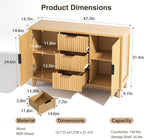 47.2" W Storage Cabinet with 3 Drawers, Fluted Buffet Cabinets with Storage - Image 2