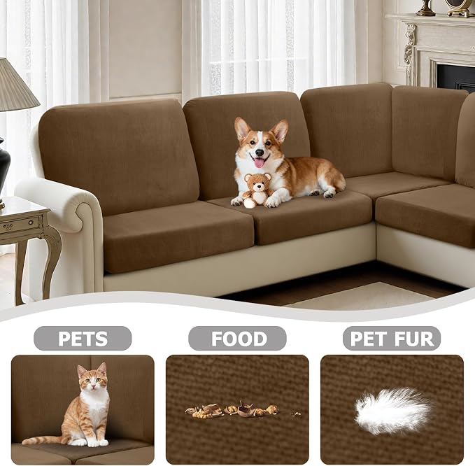 Arfntevss Sectional Couch Covers L Shape Couch Cushion Covers Slipcovers Fitted - Image 6