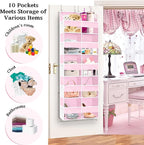 Ofiray-home Pink Over The Door Organizer 5 Tiers, Extra Large Behind Door - Image 3