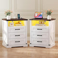 Turosur 22'' Set of 2 White Farmhouse Nightstands by Turosur