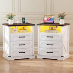 Turosur 22'' Set of 2 White Farmhouse Nightstands by Turosur