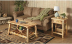 CASTLECREEK Log Coffee Table, Rustic Natural Weathered Look Wooden Rectangular - Image 4