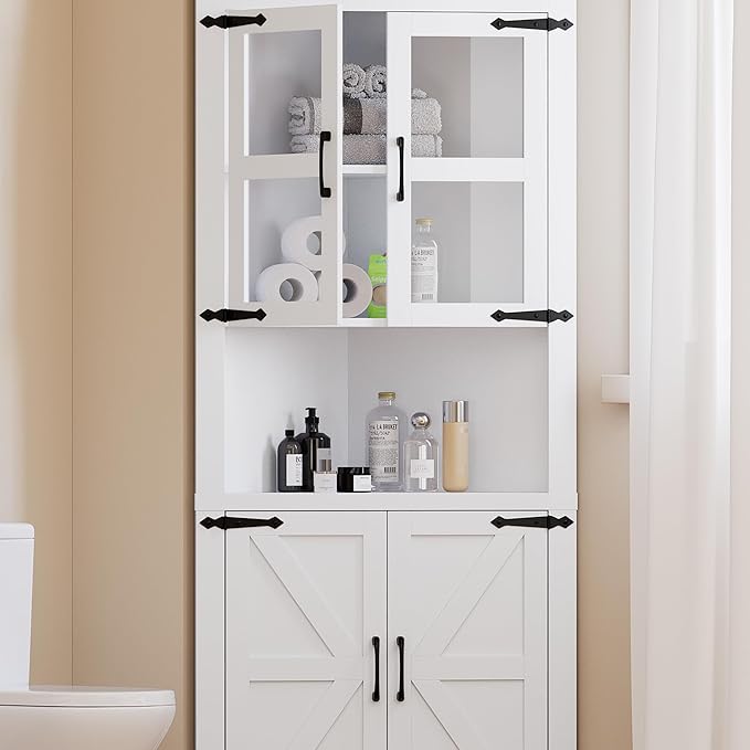 GarveeHome Tall Corner Cabinet, Farmhouse Corner Storage Cabinet - Image 4