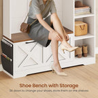 Itaar Hall Tree with Bench and Shoe Storage, Farmhouse Entryway Bench with Coat - Image 7