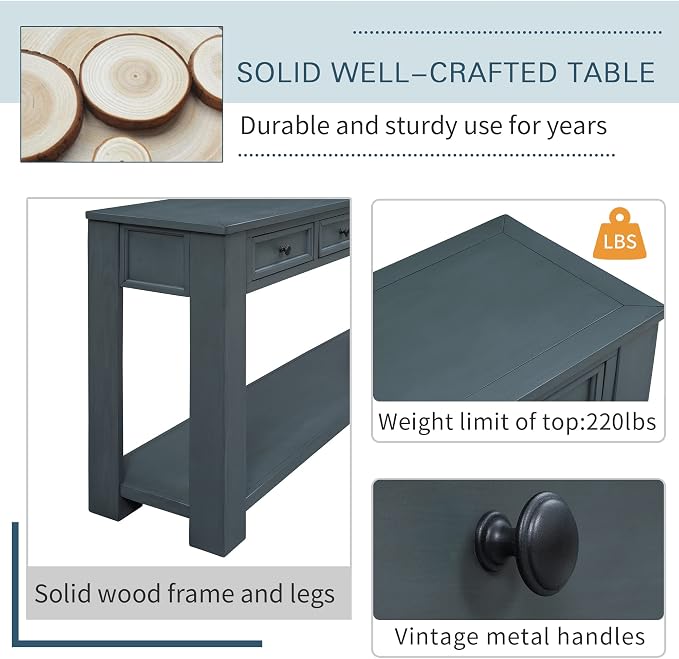 LKTART Solid Wood Console Table, Long Sofa Table Entryway Table - Image 6