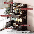 Bamboo Storage Cabinet with Drawer, Tea Set/Book/Decorative Items Storage Rack - Image 7