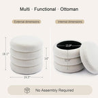Flouki 19.5" Storage Ottoman Round, Vanity Stools - Image 2