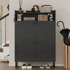 BORNOON Shoe Cabinet with 2 Flip Drawers Narrow Shoe Storage Cabinet Organizer - Image 4