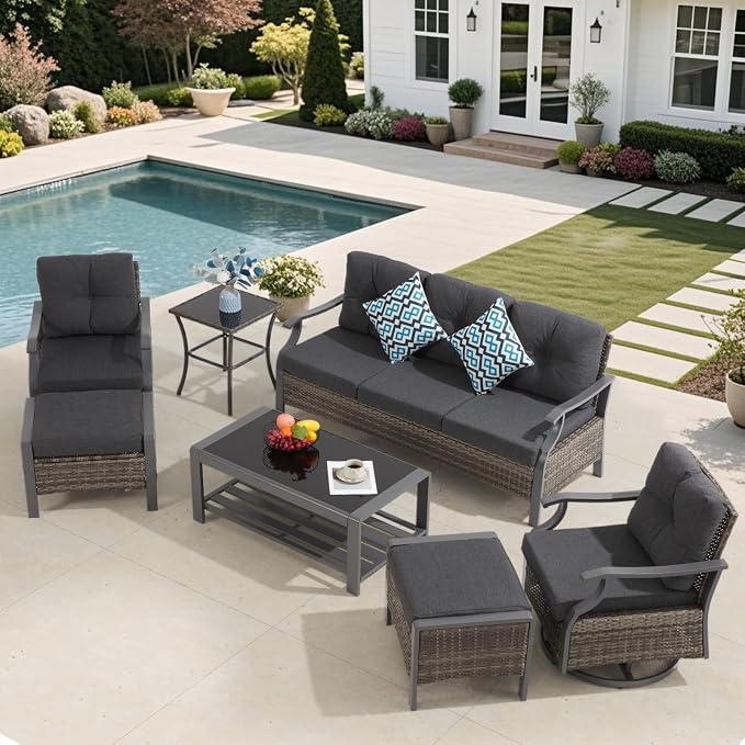 Outdoor Patio Furniture Set, 7 Pieces Outdoor Conversation Sets - Image 6