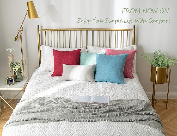 Stellhome Linen Throw Pillow Covers Square Solid Burlap Cushion Covers - Image 5
