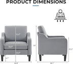 VINGLI Modern Accent Chairs Set of 2, Upholstered Sofa Chair Reading Chair - Image 2