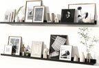 Fun Memories Picture Ledge Shelves Set of 2, 55 Inch Rustic Wall Mounted by FunMemories