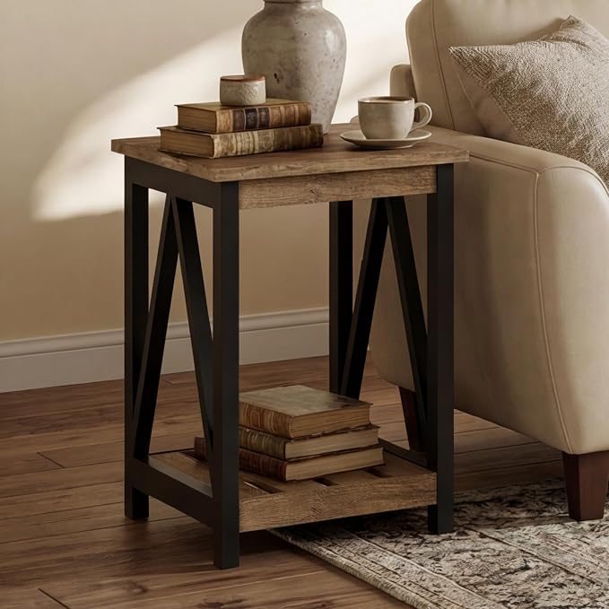 ChooChoo Farmhouse End Table, Rustic Vintage End Side Table - Image 6