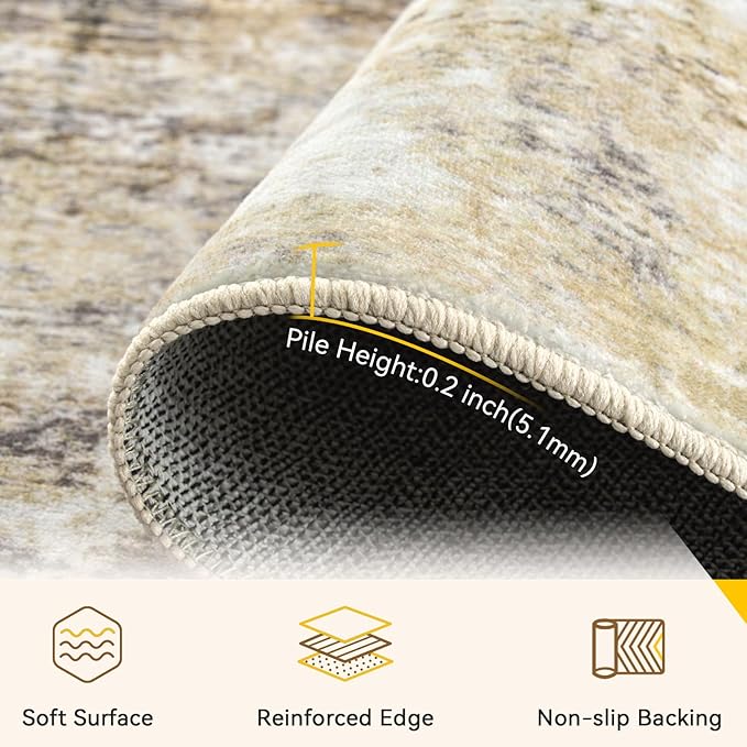 RELEANY Washable Area Rugs 2'x10' Non-Slip Modern Abstract Soft - Image 4