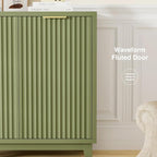 Fluted Cabinet with Storage, 2 Doors Sideboard Buffet, Mid Century Modern - Image 3