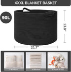 INDRESSME XXXLarge Blanket Basket 21.7" x 21.7" x 13.8" Woven Storage Baskets - Image 3
