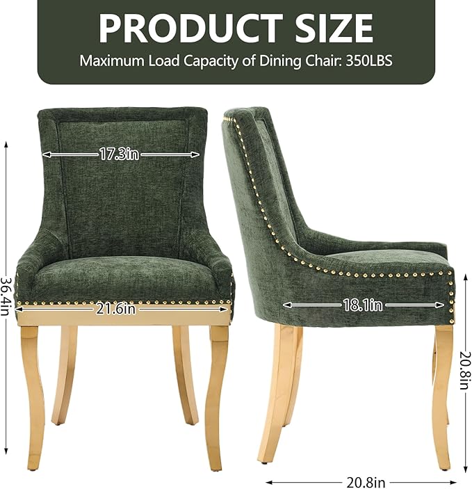 Upholstered Dining Chairs Set of 6, Modern Fabric Side Chairs - Image 3